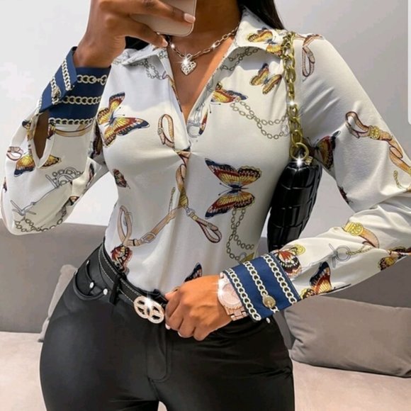 Butterfly & chain print blouse - Picture 3 of 6